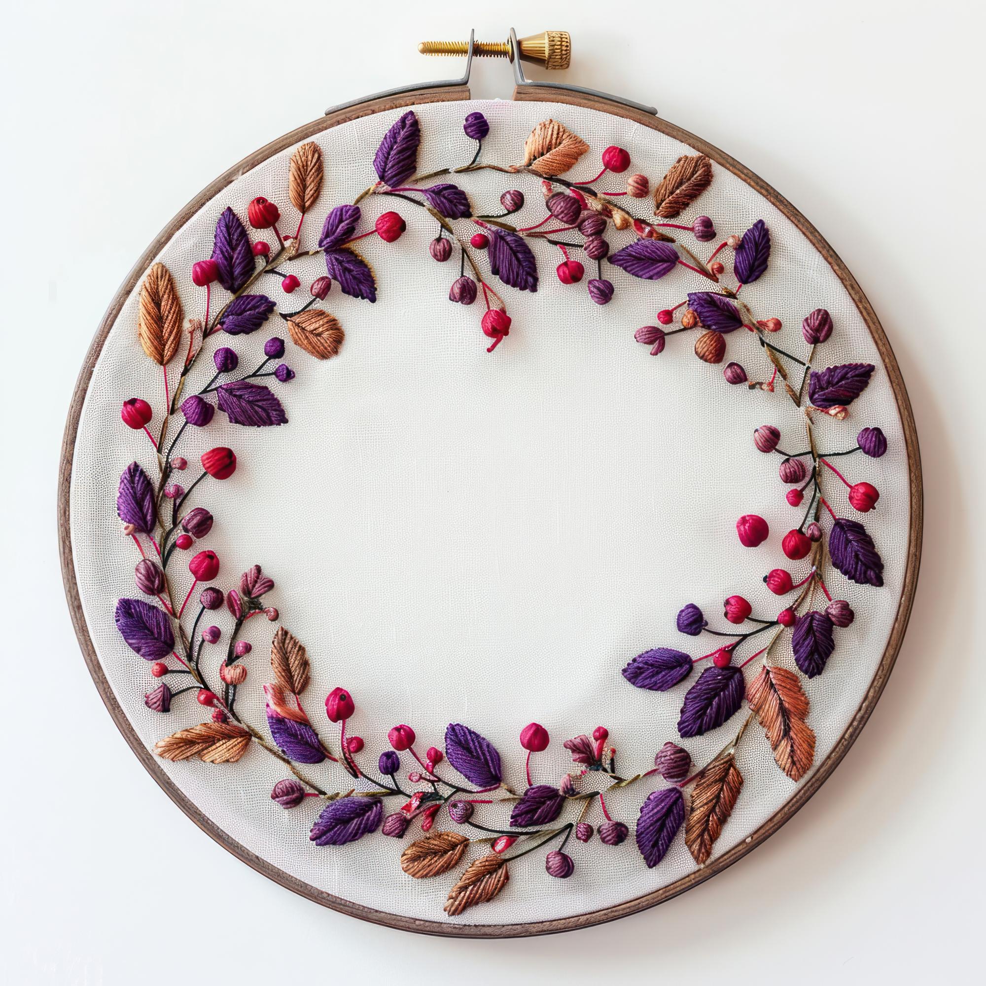 Framed embroidered floral hoop